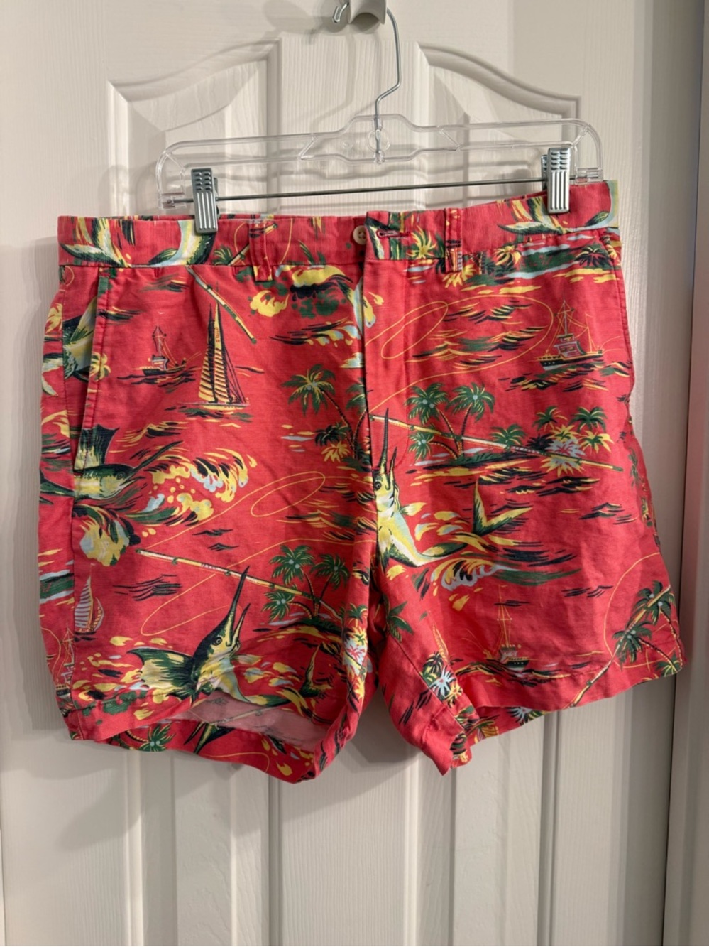 Polo Ralph Lauren 6” Classic Fit Linen blend shorts hot pink aloha floral print